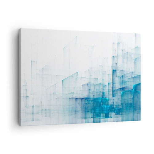 Tablou pe pânză Canvas - Forme geometrice abstracte în nuanțe de albastru - 70x50cm - Cum a apărut spațiul - Decorațiune modernă pentru perete pentru living și dormitor ARTTOR