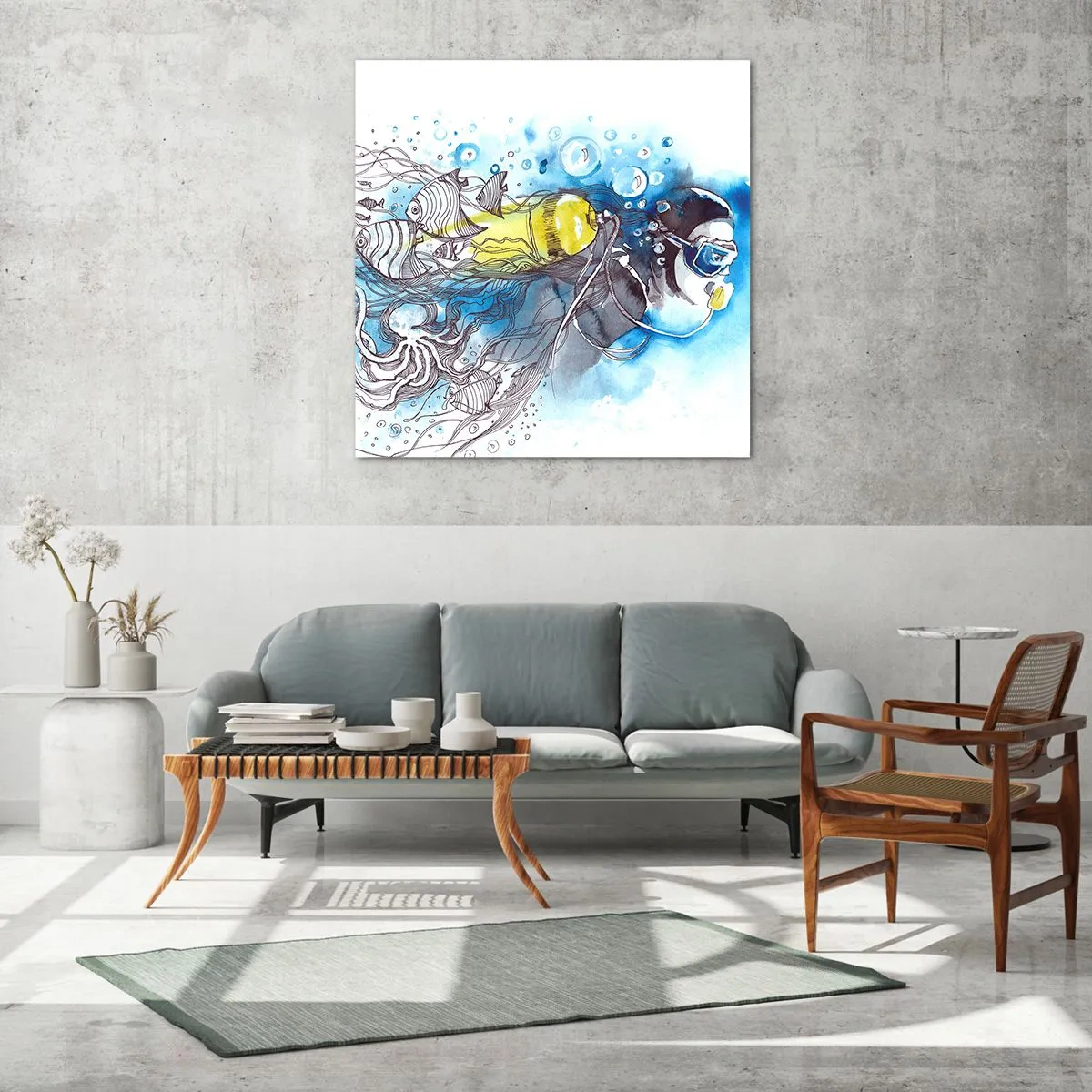 Tablou pe sticlă - Marele albastru - 70x70 cm
