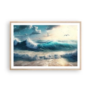 Poster în ramă de stejar deschis - Sunetul valurilor doar pentru tine - 91x61 cm