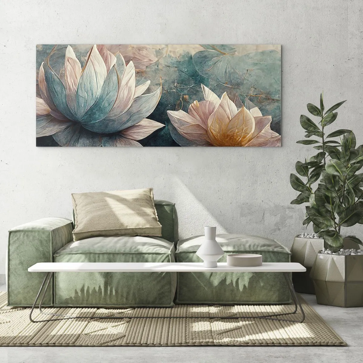 Tablou pe sticlă - Stele de lac - 100x40 cm