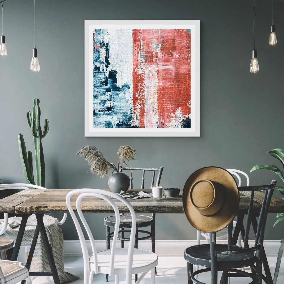 Poster în ramă albă - Jumi-juma abstract - 30x30 cm