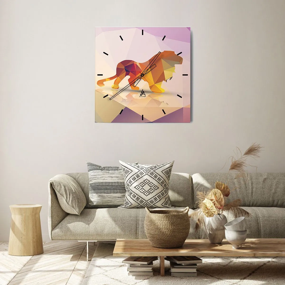 Ceas de perete - Ceas pe sticlă - Regele diamantat - 30x30 cm