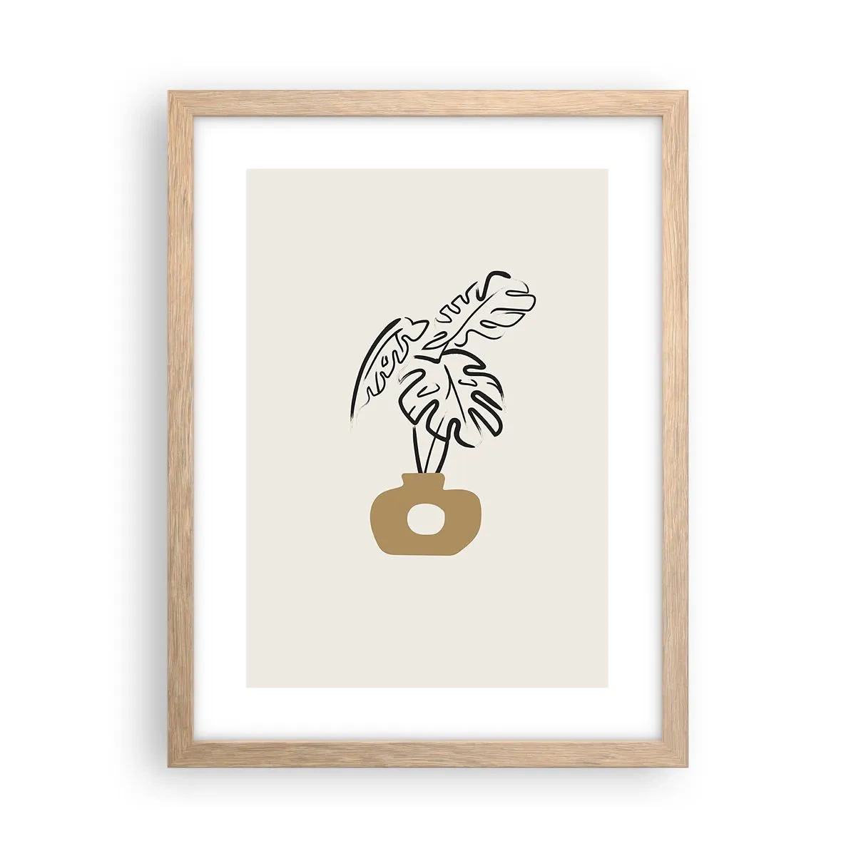 Poster în ramă de stejar deschis - Monstera - decorarea casei - 30x40 cm