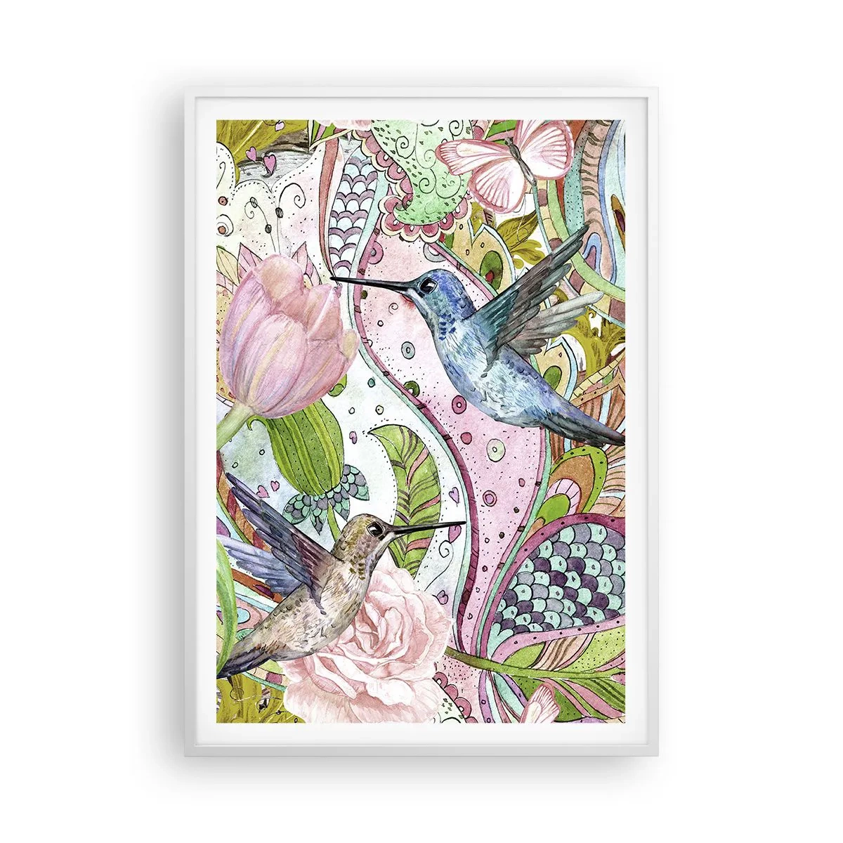 Poster în ramă albă - Încurcat în viță de vie - 70x100 cm