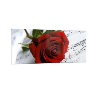 Tablou pe sticlă - Muzica sentimentelor în stacojiu - 100x40 cm