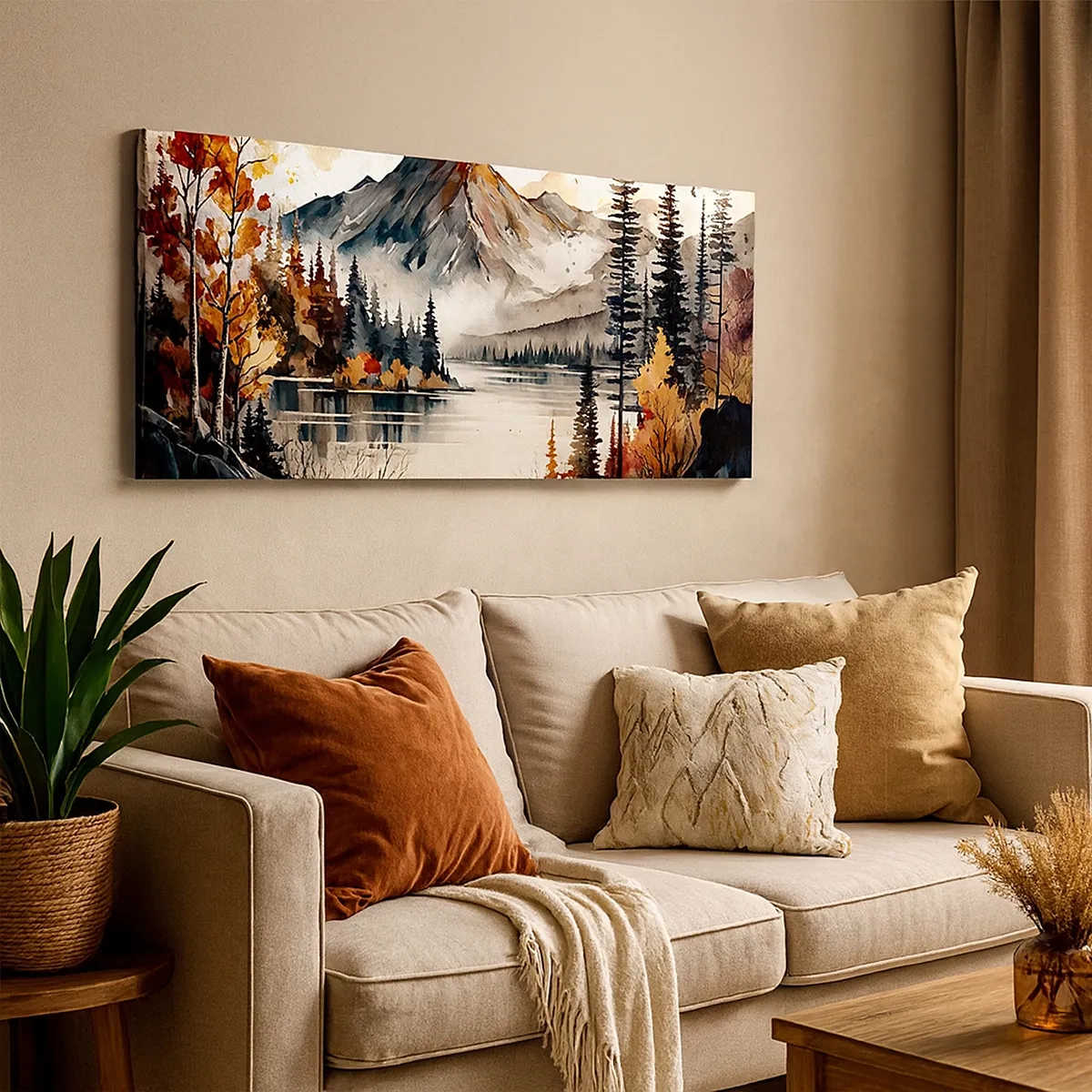 Tablou pe pânză - Toamna de aur în munți - 30x30 cm