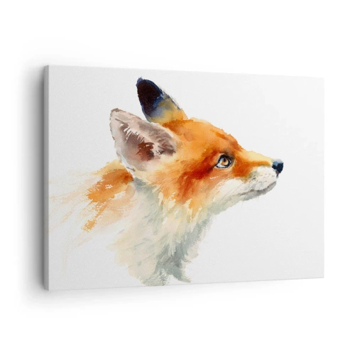 Tablou pe pânză Canvas - Vulpe roșie în stil acuarelă pe fundal alb - 70x50cm - Nu poți fi niciodată prea atent - Decorațiune modernă pentru perete pentru living și dormitor ARTTOR