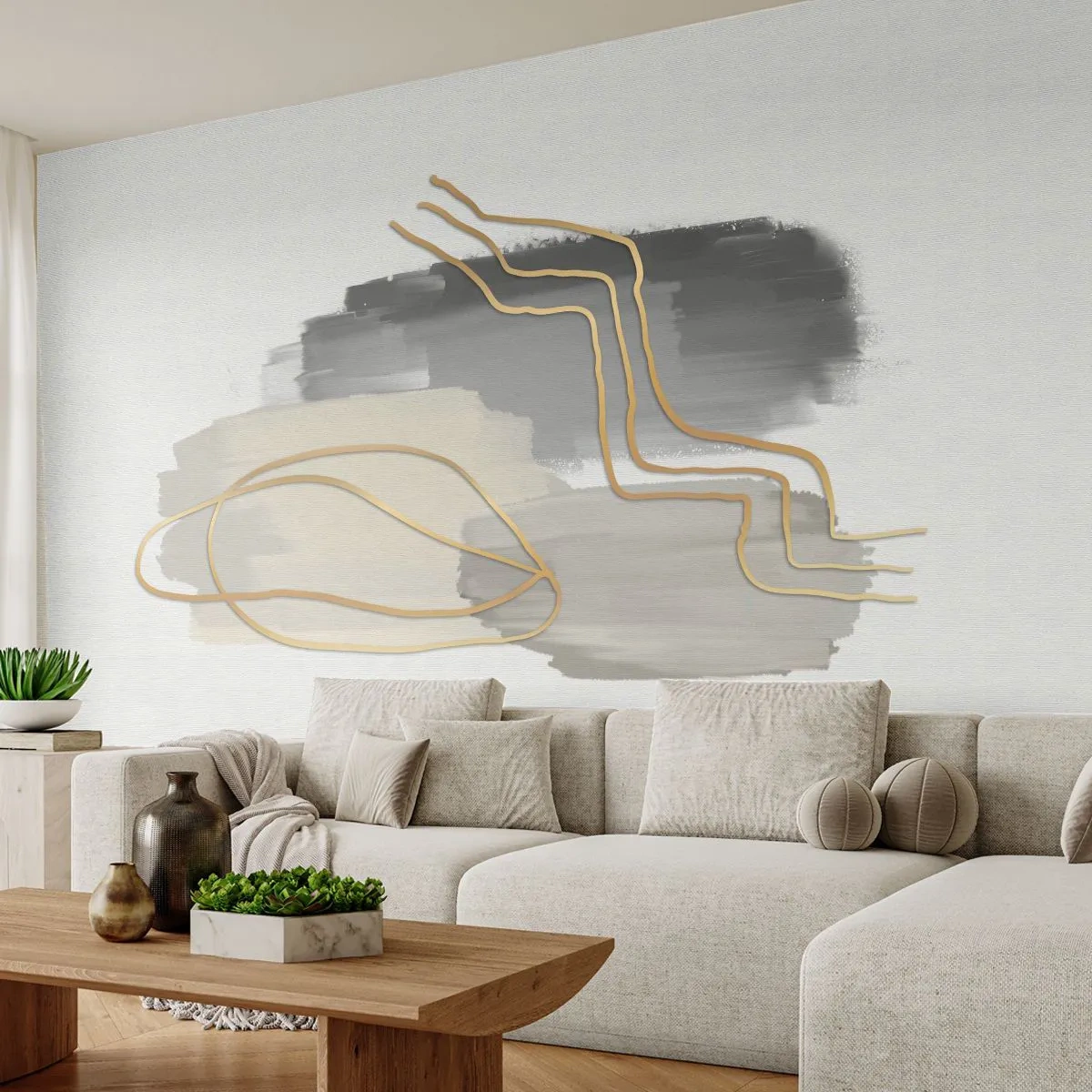 Tapet Autoadeziv Deluxe Sticker - Persistență și mișcare - Abstracția, Bucată, Aur - 250x175 cm