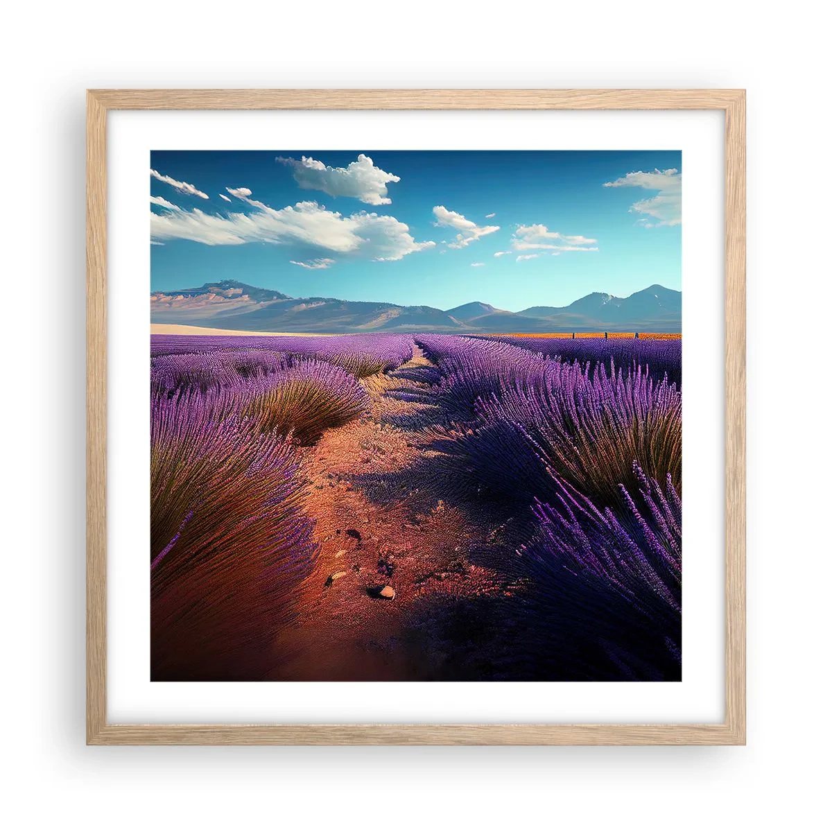 Poster în ramă de stejar deschis - Câmpuri parfumate - 50x50 cm