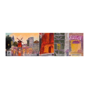 Mostră tapet Premium Canvas - Icoane pariziene - Moulin Rouge - Paris, Ventilator, Moulin Rouge - 100x30 cm