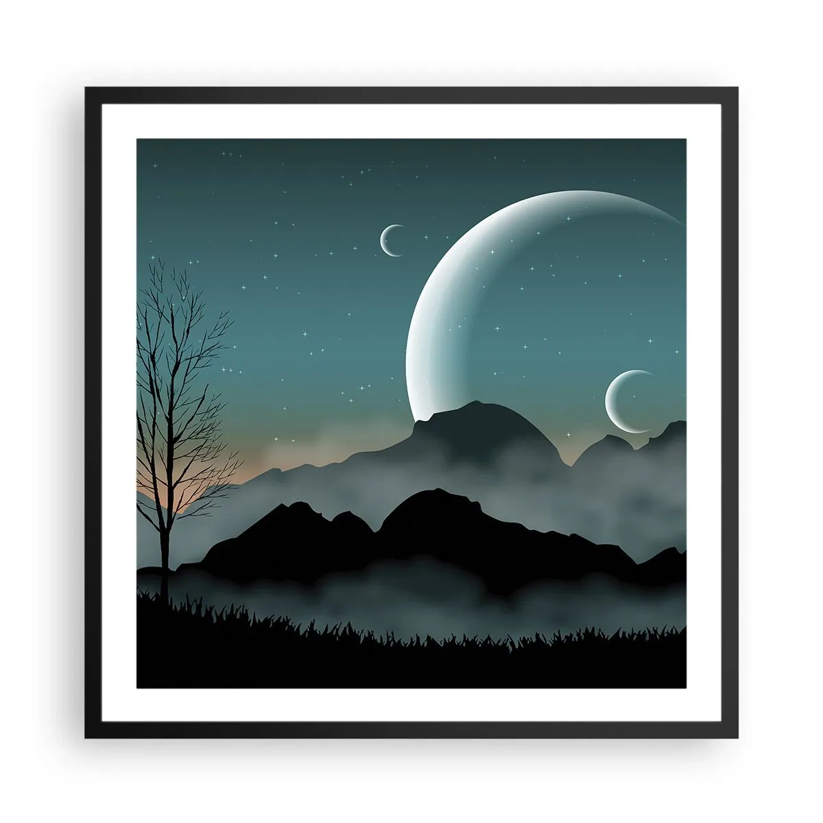 Poster în ramă neagră - Carnavalul unei nopți înstelate - 60x60 cm