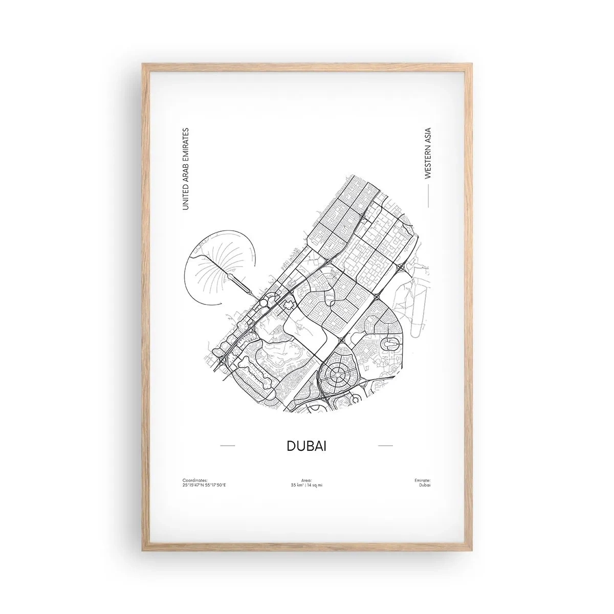 Poster în ramă de stejar deschis - Anatomia Dubaiului - 61x91 cm
