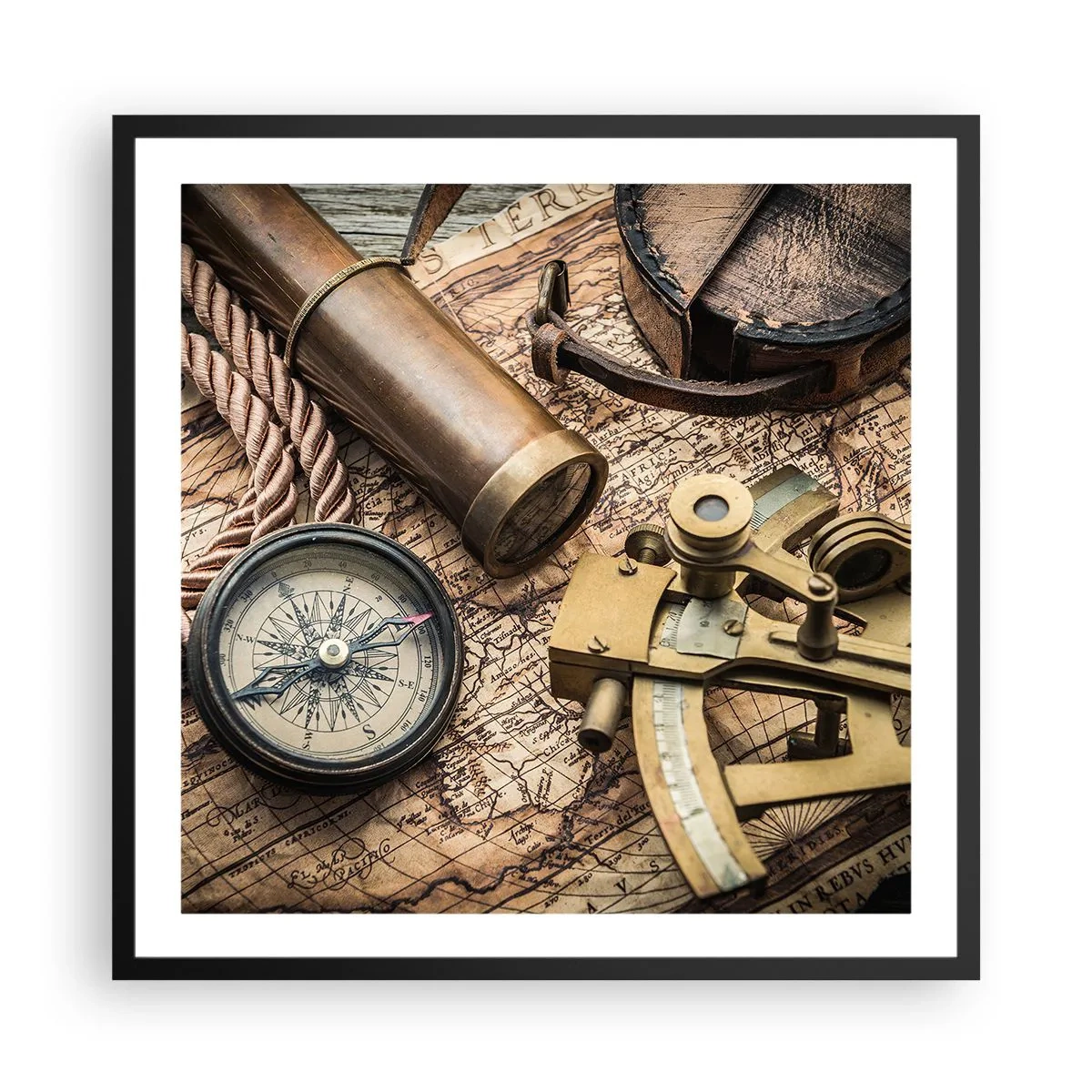 Poster în ramă neagră - Stabilește cursul - 60x60 cm