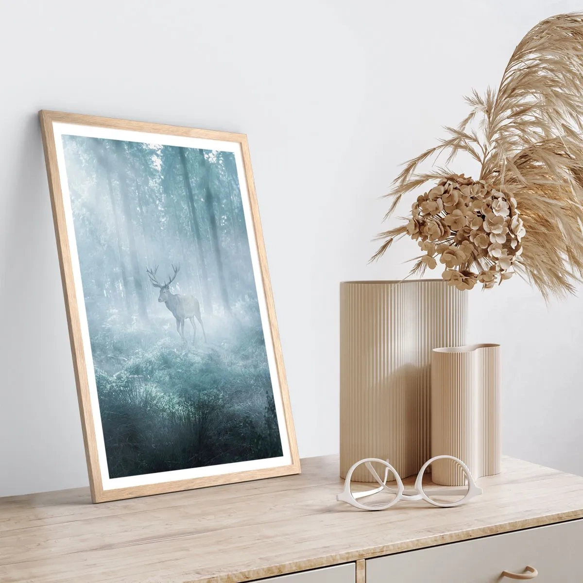 Poster în ramă de stejar deschis - Plimbarea de dimineață prin regat - 70x100 cm