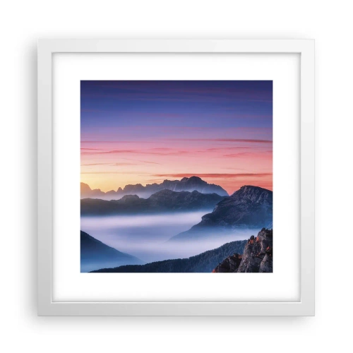 Poster în ramă albă - Peste văi - 30x30 cm