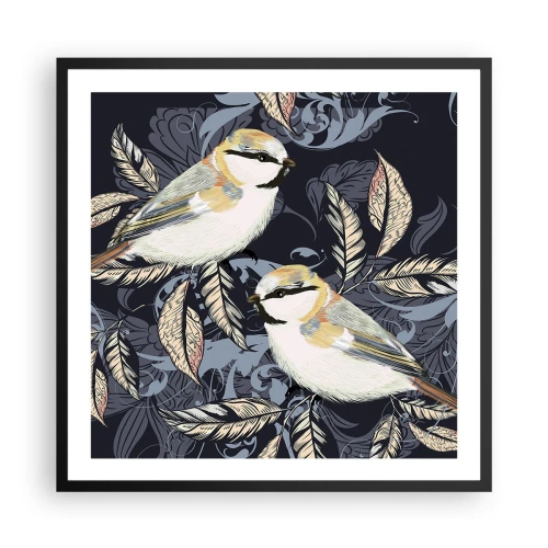 Poster în ramă neagră - Ciripirile galben-albastru - 60x60 cm