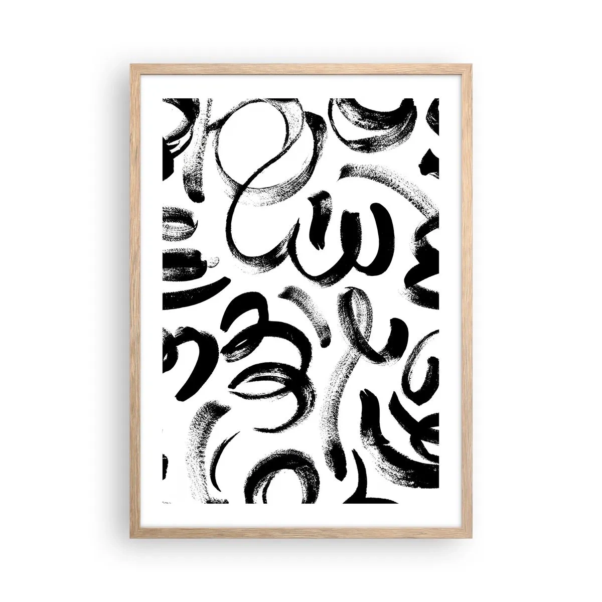 Poster în ramă de stejar deschis - Negru pe alb - 50x70 cm