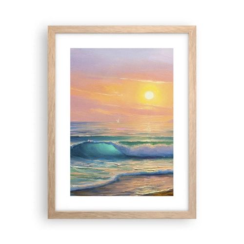 Poster în ramă de stejar deschis - Cântecul turcoaz al valurilor - 30x40 cm