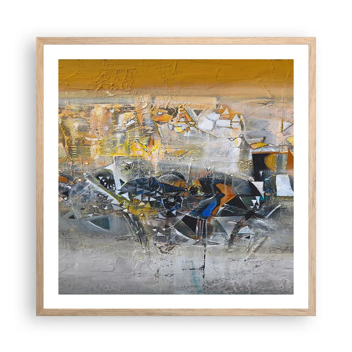 Poster în ramă de stejar deschis - Totul va fi bine - 60x60 cm