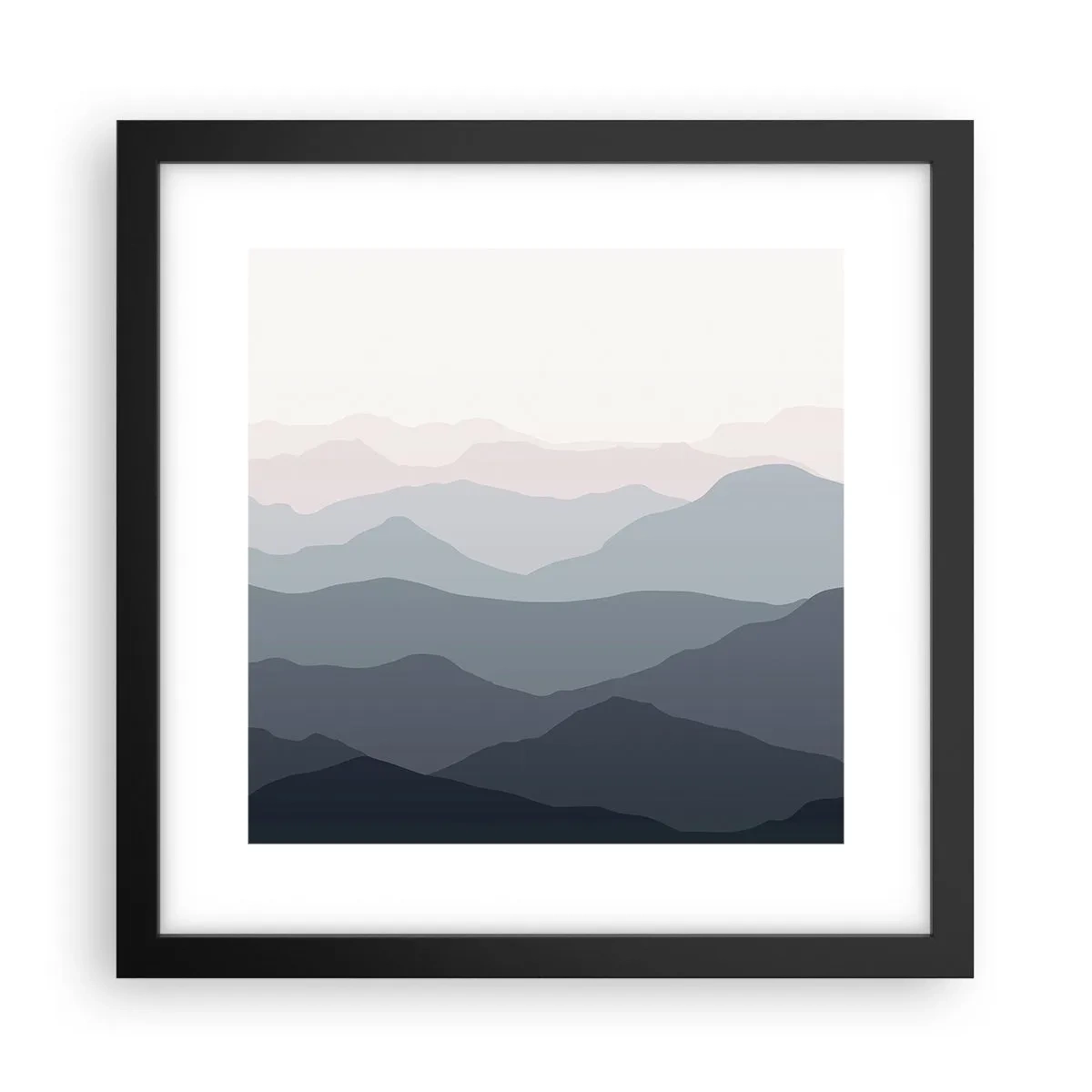 Poster în ramă neagră - Valuri de munți - 30x30 cm