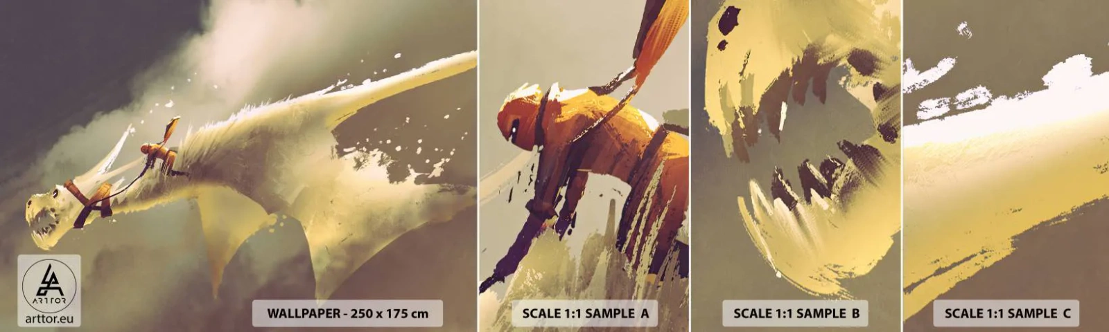 Mostră de Tapet Standard Eco - Salvăm lumea - Abstracția, Fantezie, balaur - 100x30 cm