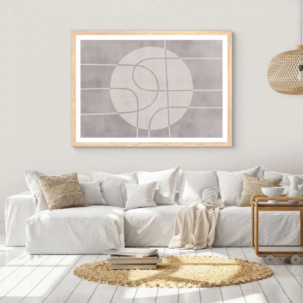 Poster în ramă de stejar deschis - Circular și drept înainte - 100x70 cm