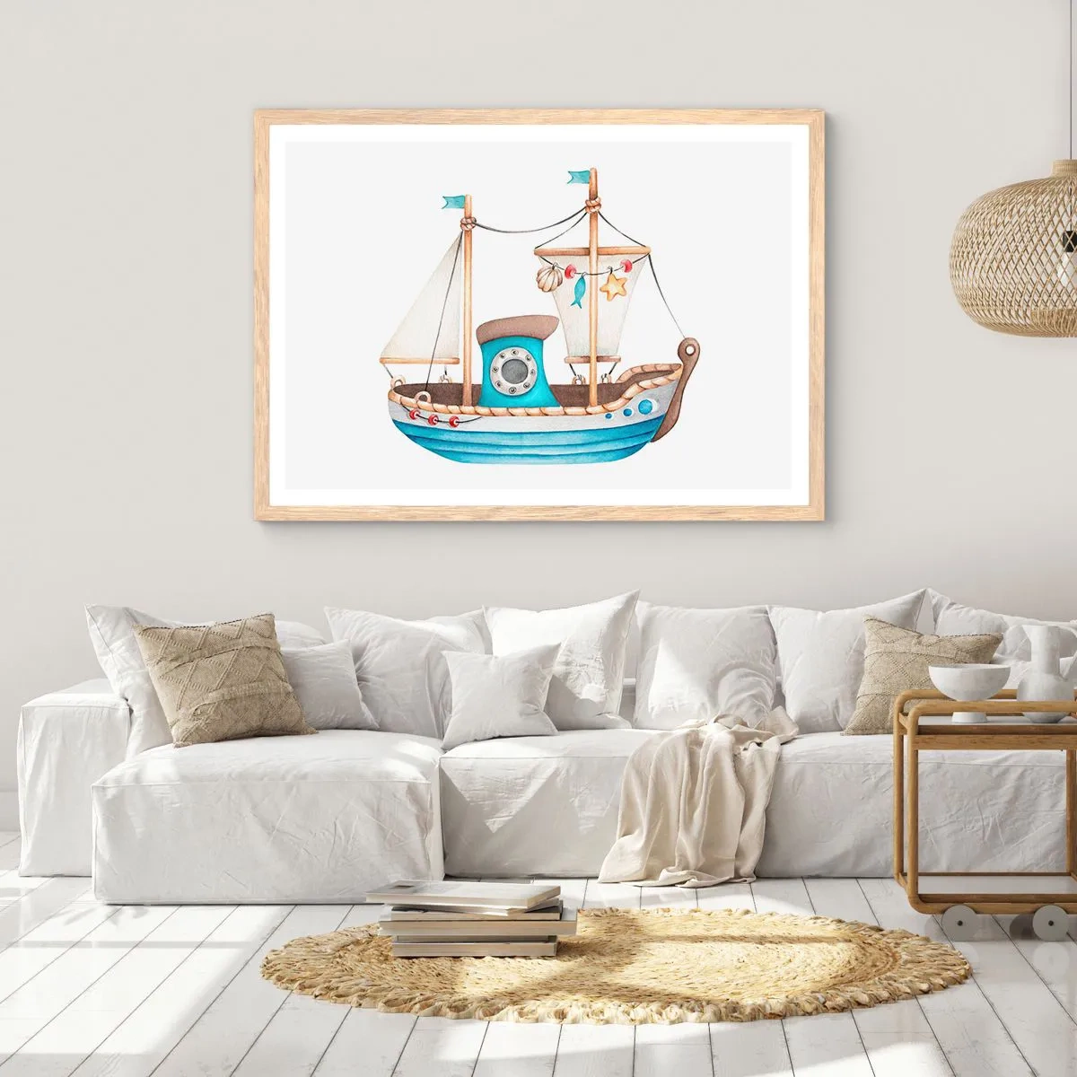Poster în ramă de stejar deschis - Ahoy aventura! - 100x70 cm