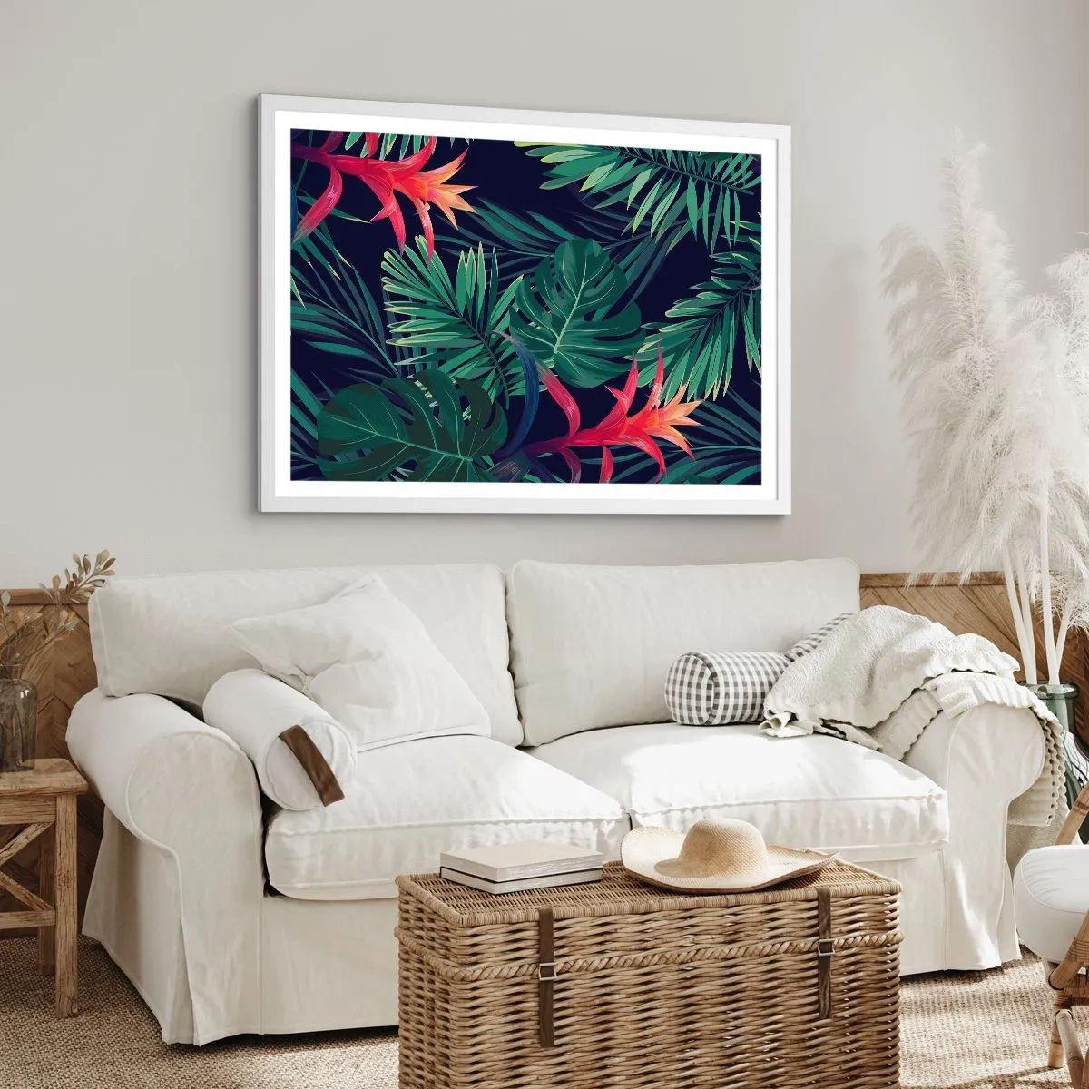 Poster în ramă albă - Flacăra verde - 70x50 cm