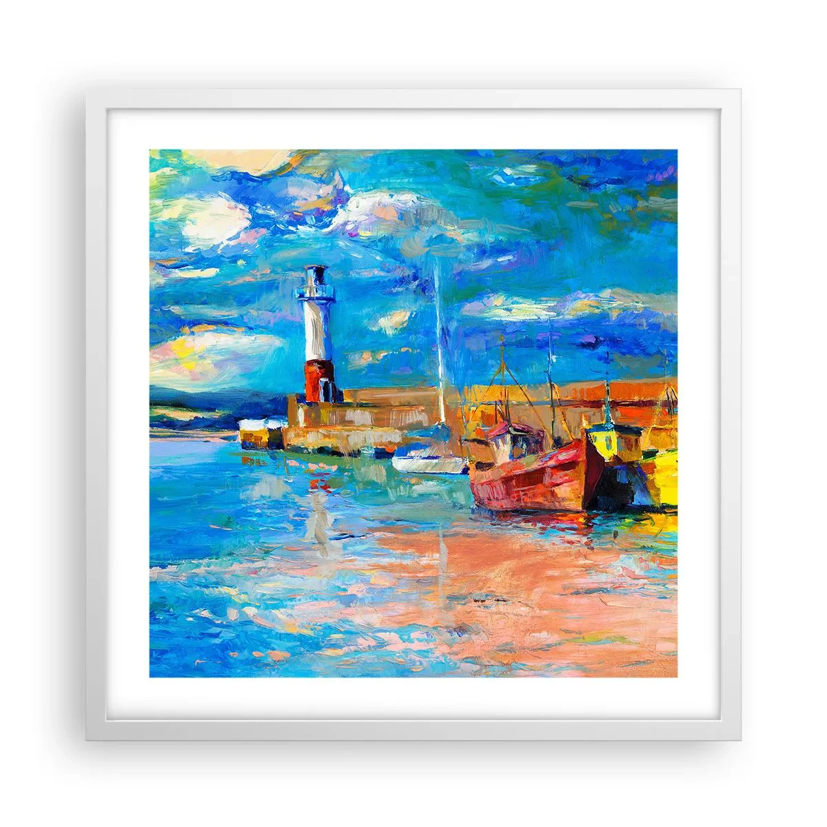 Poster în ramă albă - După-amiază în golful de curcubeu - 50x50 cm