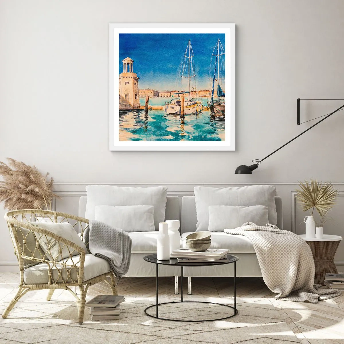 Poster în ramă albă - Laguna însorită - 40x40 cm