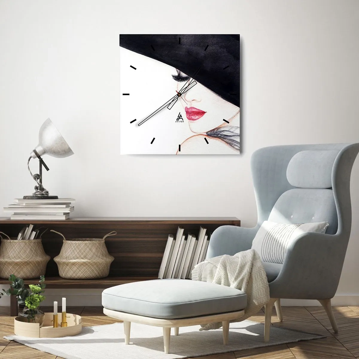 Ceas de perete - Ceas pe sticlă - Eleganță și senzualitate - 40x40 cm