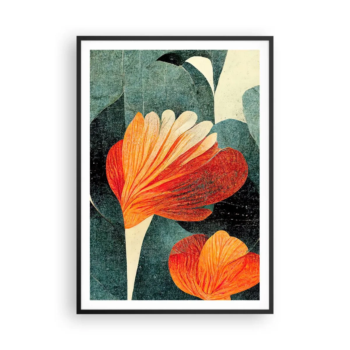 Poster în ramă neagră - Căldura de la tropice și răcoarea verdeței - 70x100 cm