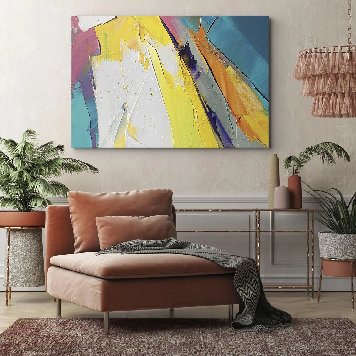 Tablou pe pânză Canvas - O compoziție abstractă în culori intense - 70x50cm - Anatomia luminii - Decorațiune modernă pentru perete pentru living și dormitor ARTTOR