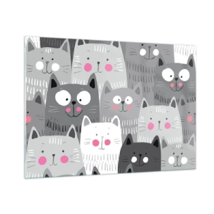 Tablou pe sticlă - Lumea felină - 100x70 cm