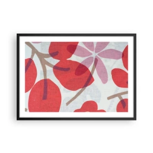 Poster în ramă neagră - Aranjament floral în roz - 70x50 cm