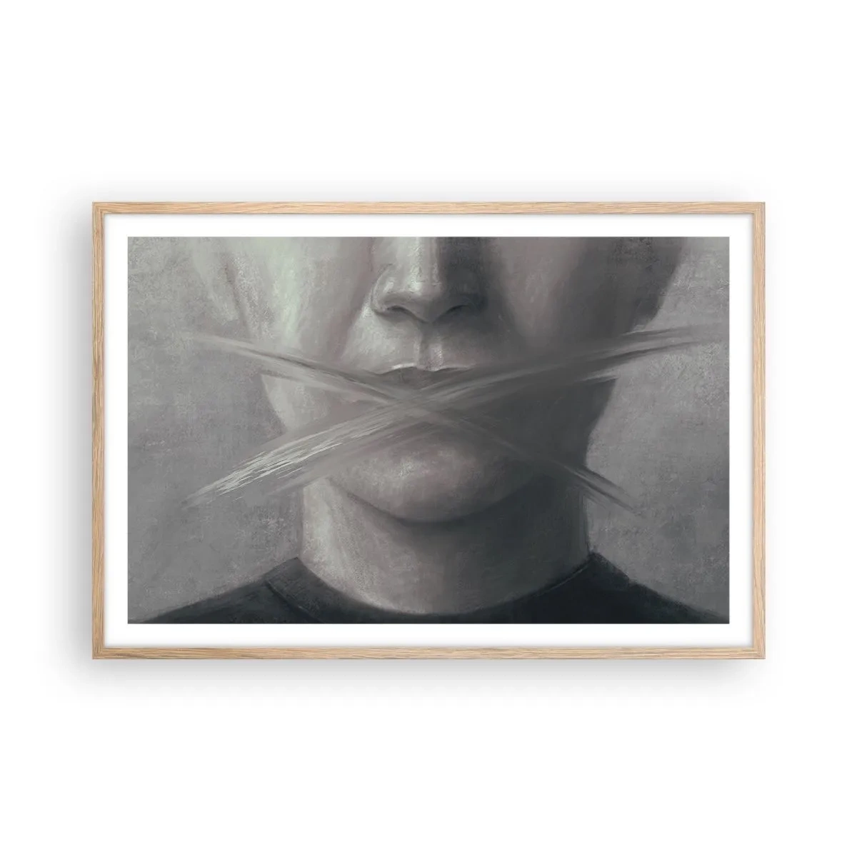 Poster în ramă de stejar deschis - Nici un cuvânt - 91x61 cm