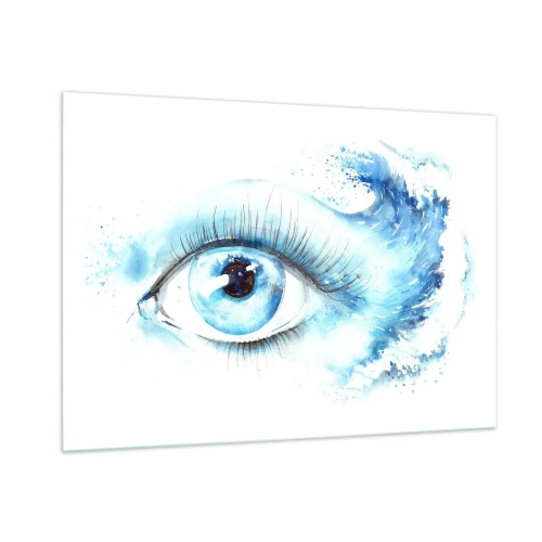 Tablou pe sticlă - Scufundă-te în albastrul privirii - 100x70 cm