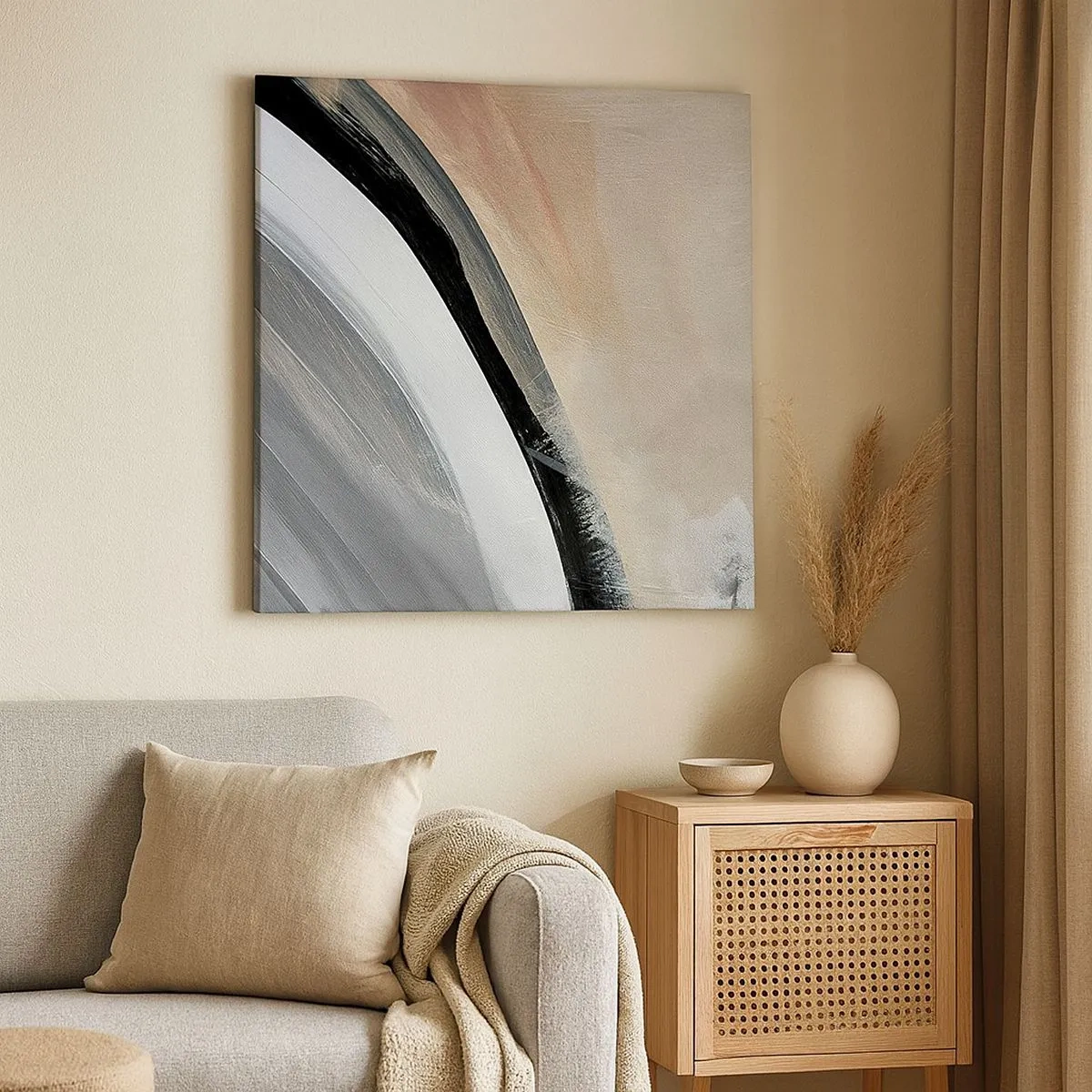 Tablou pe pânză - Compoziție: arc de negru și gri - 30x30 cm