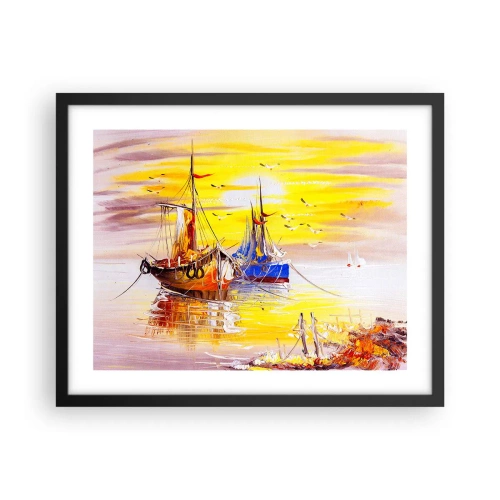 Poster în ramă neagră - O binemeritată odihnă în port - 50x40 cm