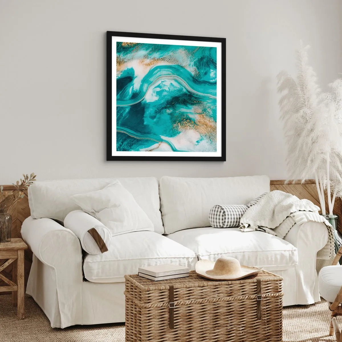 Poster în ramă neagră - Râul de aur - 60x60 cm