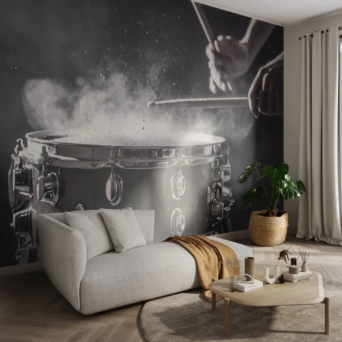 Tapet Premium Sand - Pulsul muzicii - Muzică, Un instrument muzical, Tobă - 150x105 cm