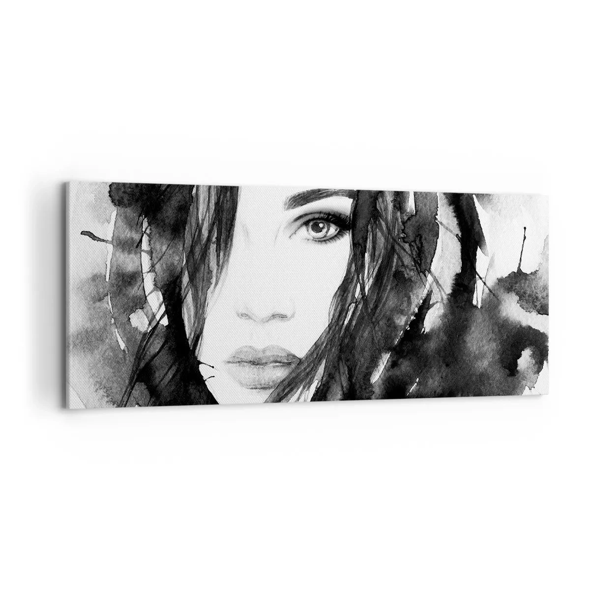 Tablou pe pânză - Studiu unei dame în alb și negru - 120x50 cm
