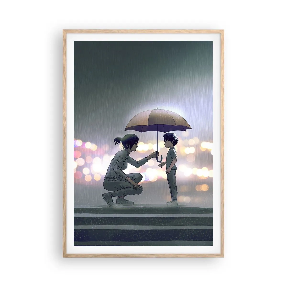 Poster în ramă de stejar deschis - Și totul este bine acum - 70x100 cm