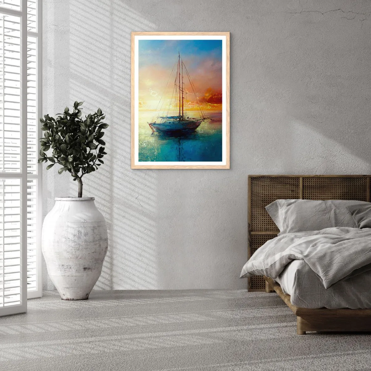 Poster în ramă de stejar deschis - Într-un golf de aur - 70x100 cm