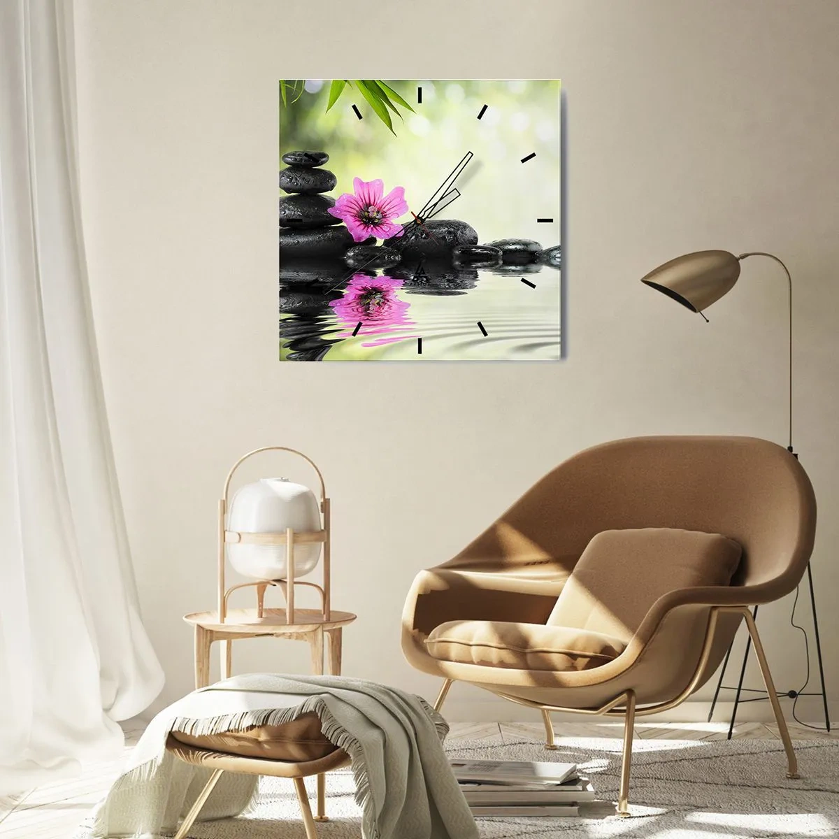 Ceas de perete - Ceas pe sticlă - Timp pentru suflet - 30x30 cm