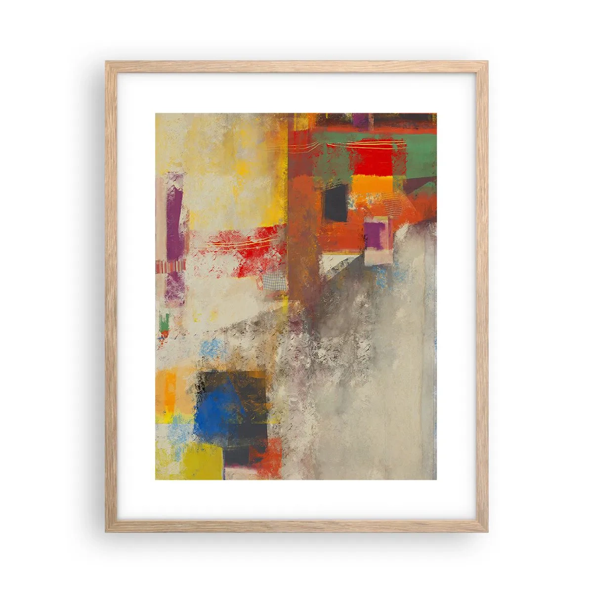 Poster în ramă de stejar deschis - Geometria culorilor - 40x50 cm