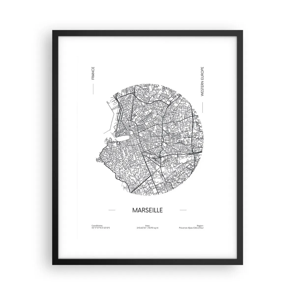 Poster în ramă neagră - Anatomia Marsiliei - 40x50 cm