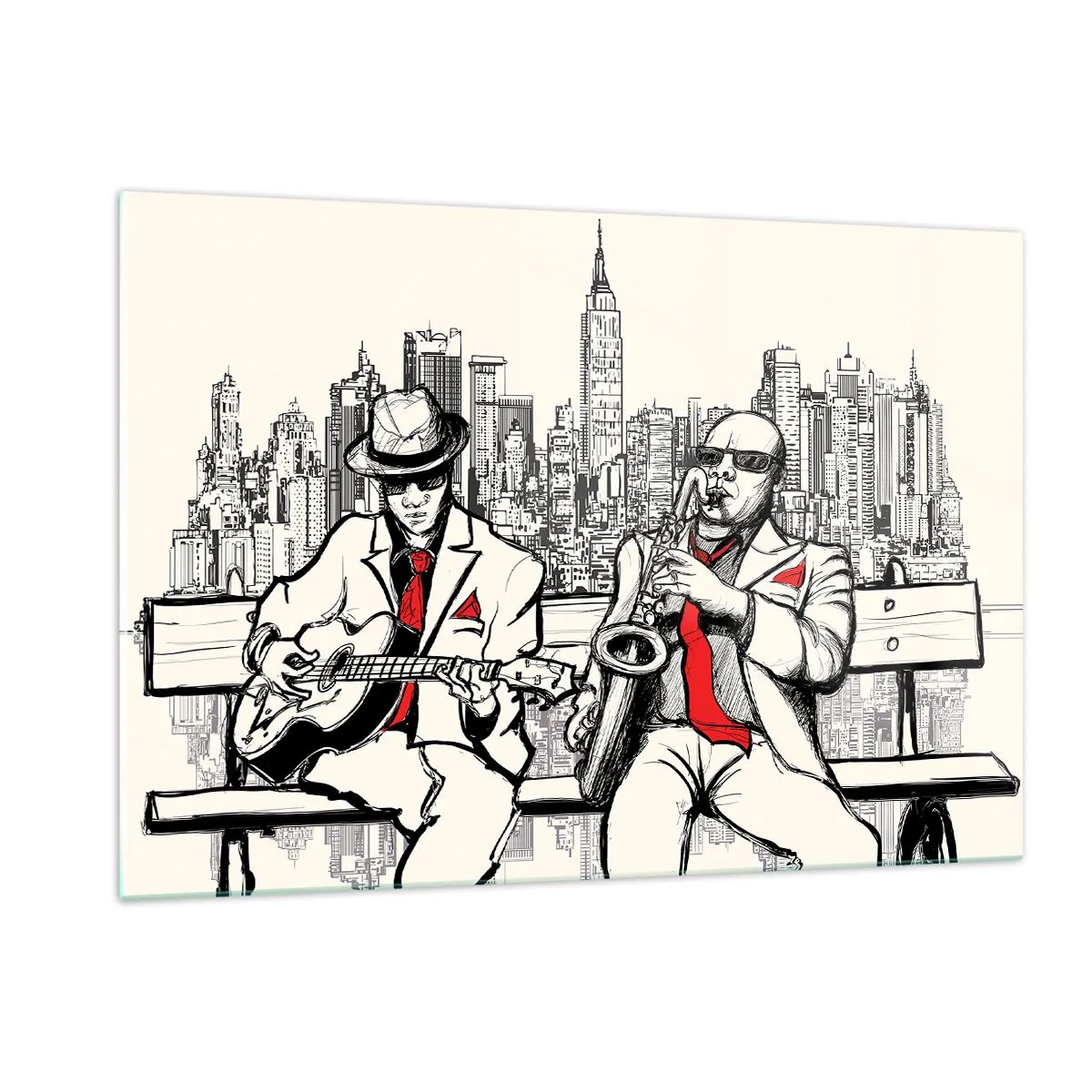 Tablou pe sticlă - Improvizație la New York - 120x80 cm