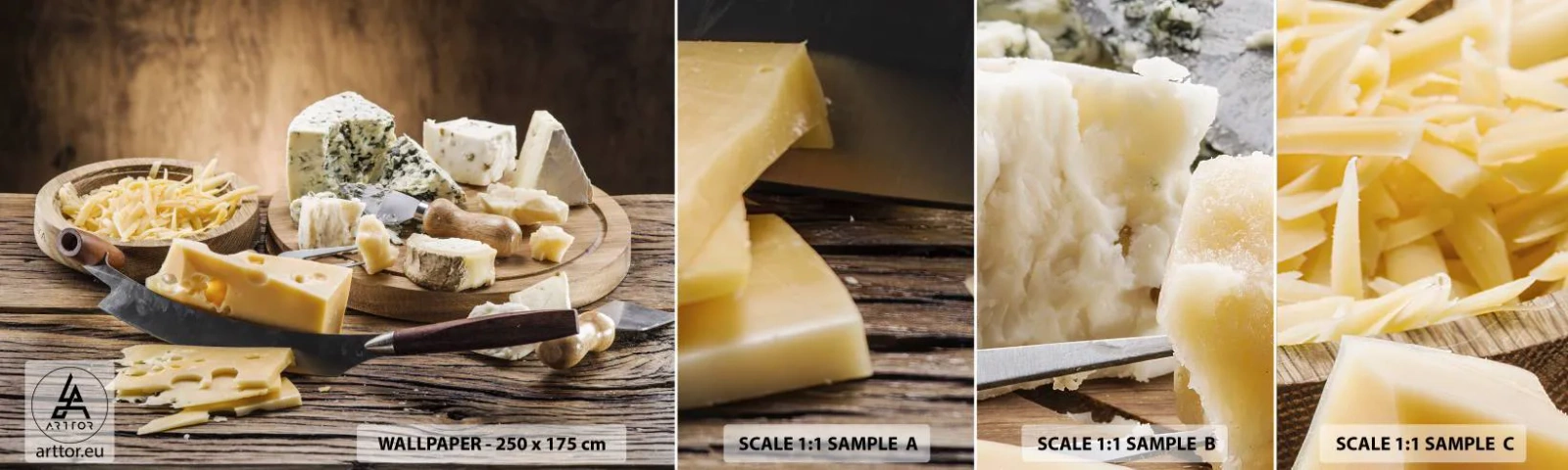 Mostră de Tapet Standard Eco - Zâmbește - Gastronomie, Tabla de branza, Culinar - 100x30 cm