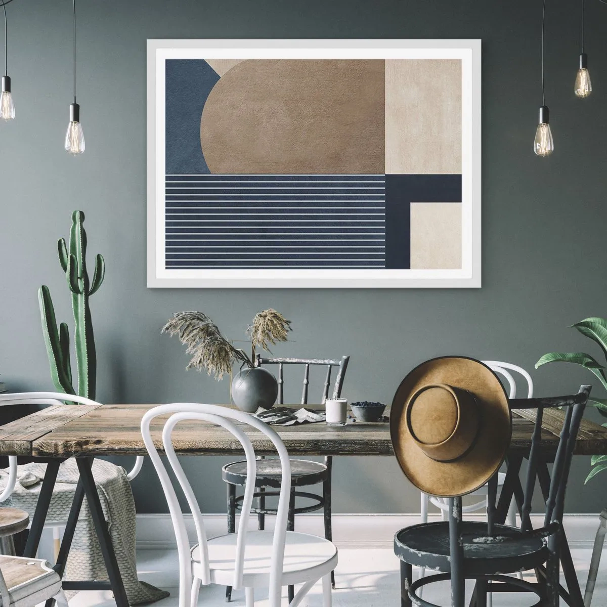 Poster în ramă albă - Compoziție de simplitate și rotunjime - 100x70 cm